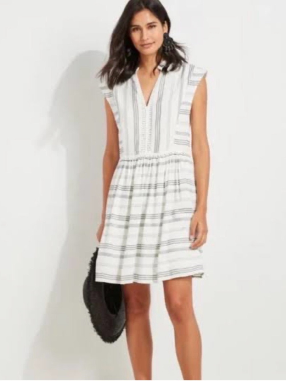 Vineyard Vines Black White Striped Pom Pom Dress Size Small